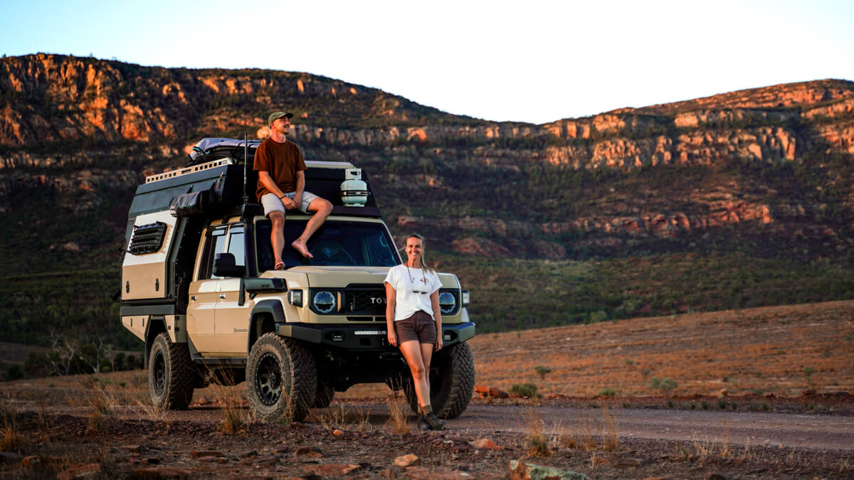 landcruiser in outback mountains