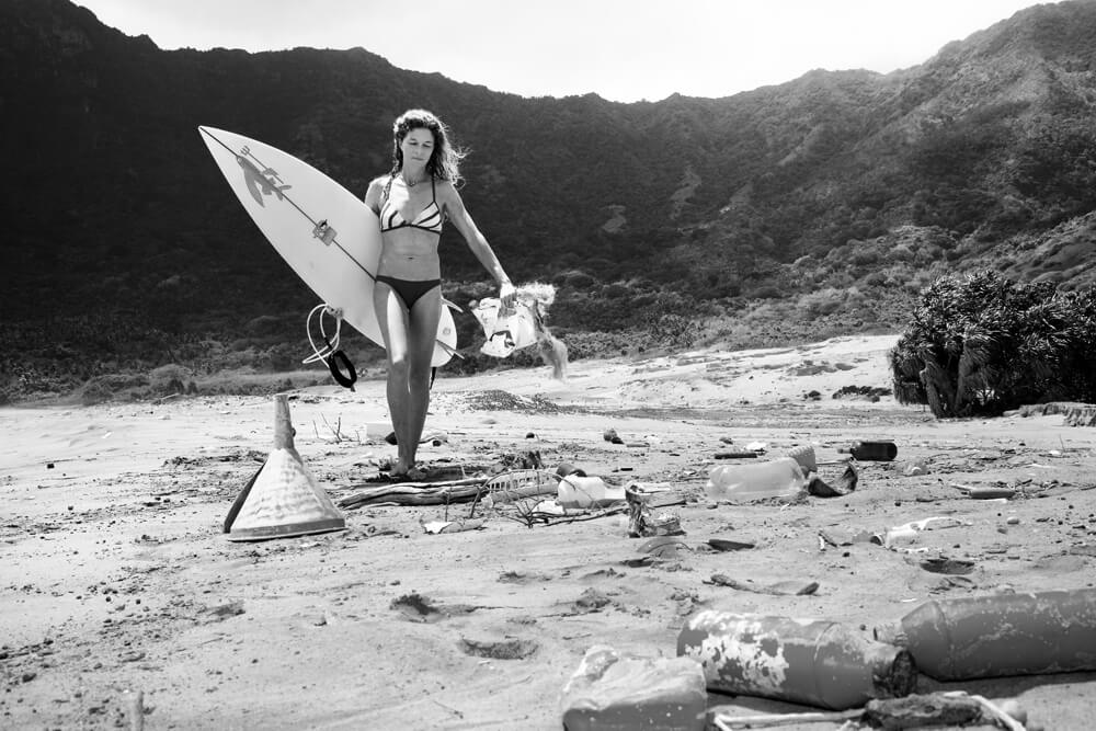 Liz Clark walking on the beach