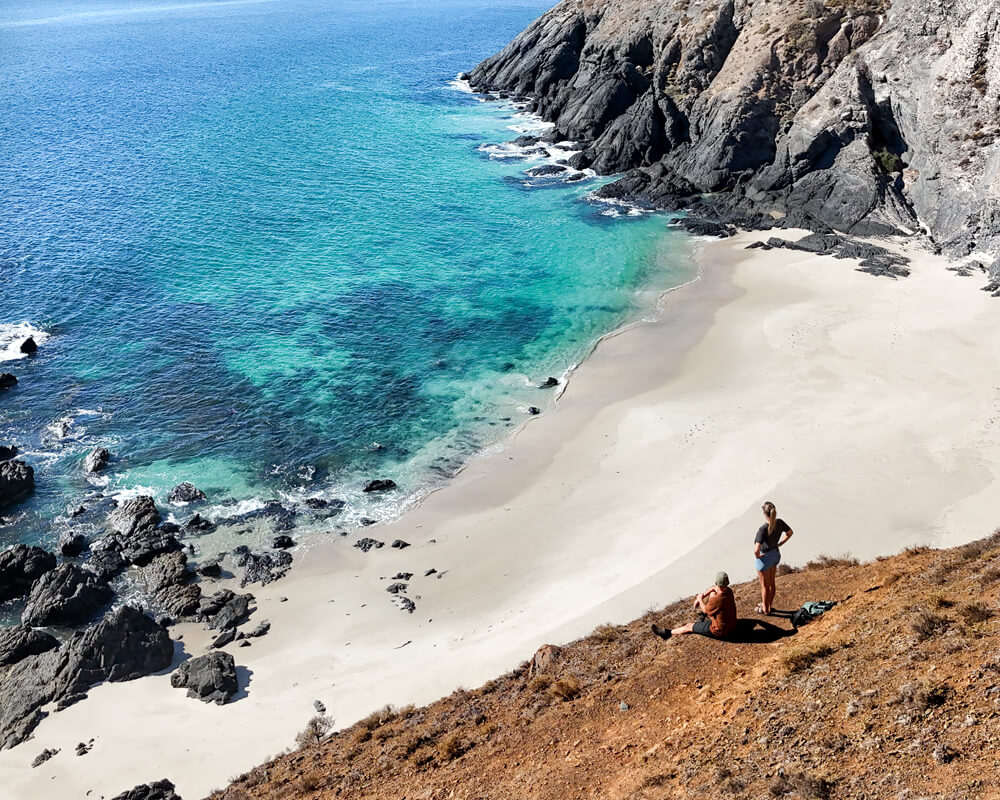 Looking down at the ocean from cliffs