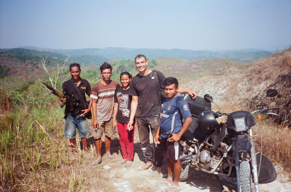 Tom de souza with locals